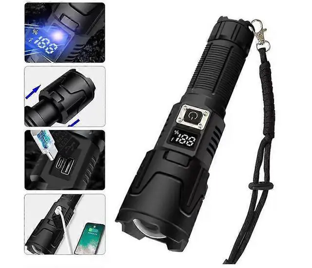 Alt view image 2 of 5 - Ecocleanpath 120,000 Lumens Super Bright LED Flashlight, IPX6 Waterproof Zoomable for Camping & Emergencies (Black)