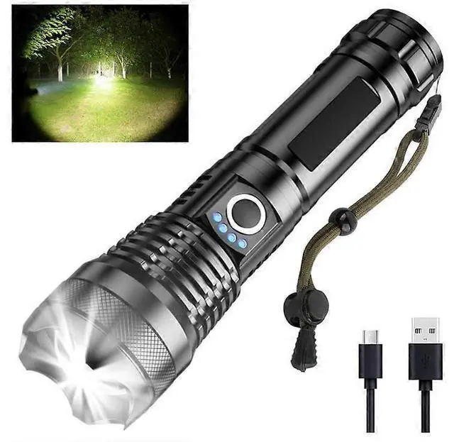 Main image of Ecocleanpath 10000 Lumen Tactical Flashlight, 5-Mode Zoomable & Waterproof, Black for Hiking & Emergencies