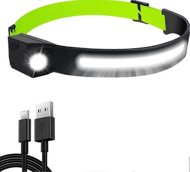 Main image of Ecocleanpath USB Rechargeable LED Headlamp, 350 Lumen Waterproof Head Torch with 5 Modes for Running & Camping (Green)