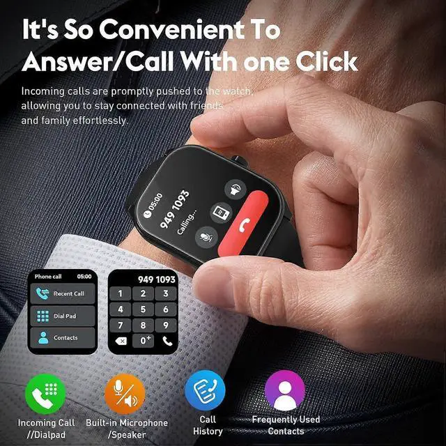 Alt view image 4 of 5 - Ecocleanpath Curve Smart Watch for Adults: 2.01" HD Screen, 120+ Sports Modes, IP68 Waterproof, Call & Health Tracker