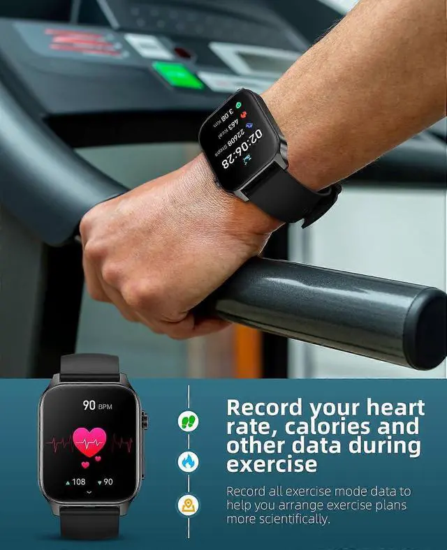 Alt view image 3 of 5 - Ecocleanpath Smart Watch for Men: 1.91" HD Fitness Tracker with Blood Oxygen Monitor, Heart Rate, IP68 Waterproof