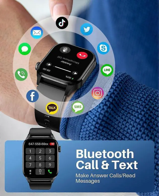 Alt view image 2 of 5 - Ecocleanpath Smart Watch with AMOLED Display, Blood Oxygen Monitor, 136 Sports Modes, IP68 Waterproof