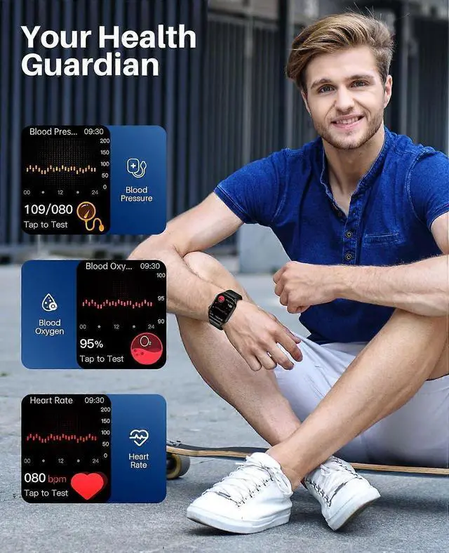 Alt view image 3 of 5 - Ecocleanpath Smart Watch with AMOLED Display, Blood Oxygen Monitor, 136 Sports Modes, IP68 Waterproof