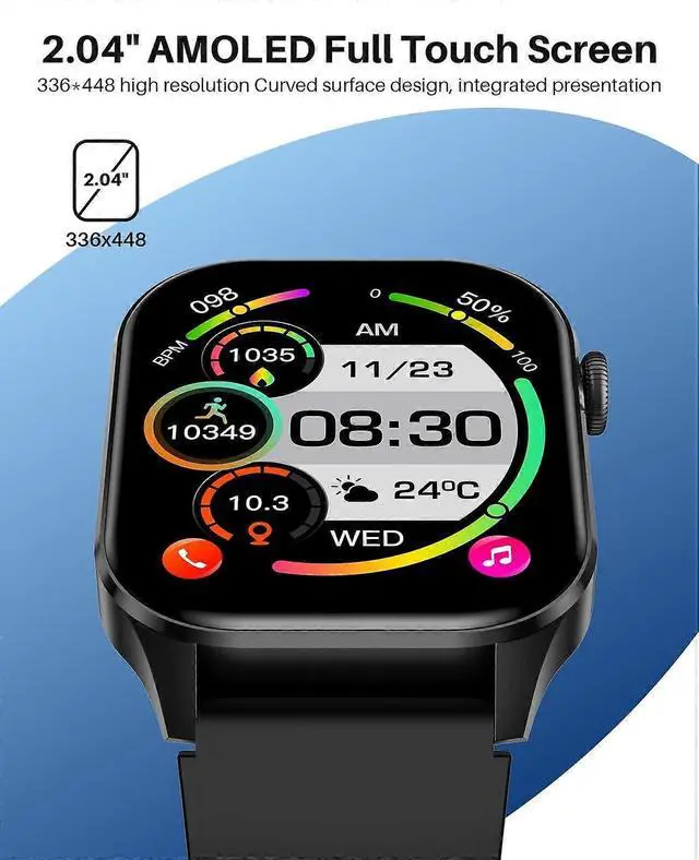 Alt view image 4 of 5 - Ecocleanpath Smart Watch with AMOLED Display, Blood Oxygen Monitor, 136 Sports Modes, IP68 Waterproof