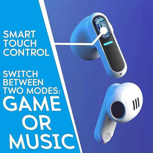 Alt view image 3 of 5 - Bluetooth 5.3 Wireless Headset with LED Display, Game/Music Modes, 6H Playtime (White)