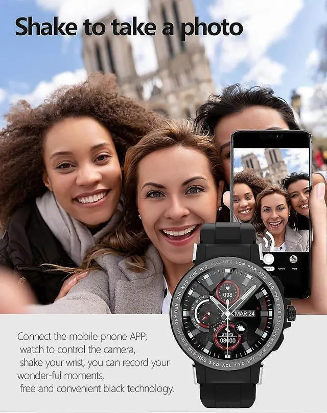 Alt view image 4 of 5 - Ecocleanpath Waterproof Smart Watch with Bluetooth, 1.3" Touch Screen, 24 Sports Modes, Heart Rate & Sleep Monitor