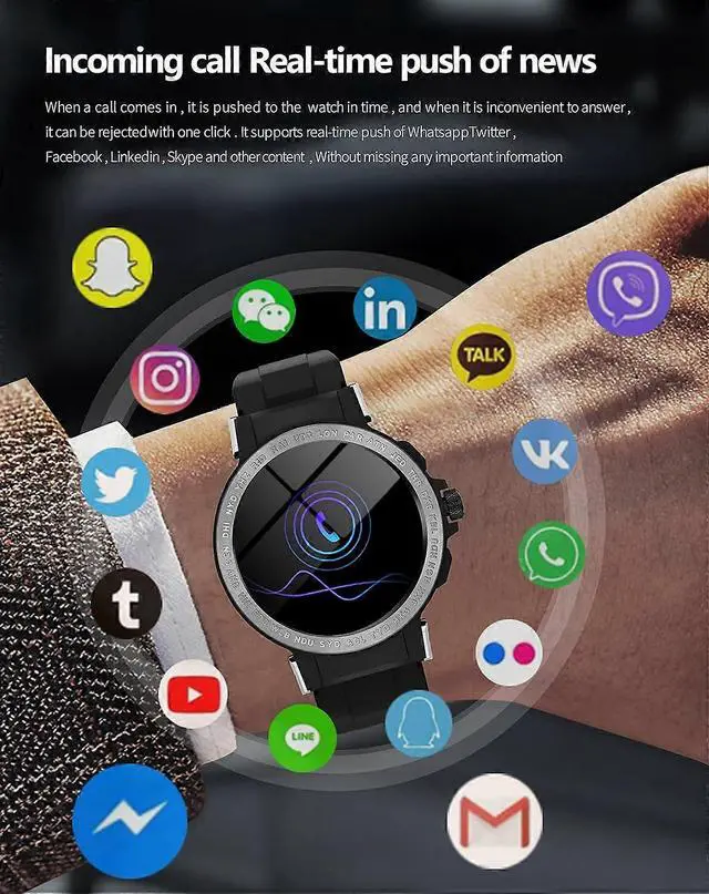Alt view image 5 of 5 - Ecocleanpath Waterproof Smart Watch with Bluetooth, 1.3" Touch Screen, 24 Sports Modes, Heart Rate & Sleep Monitor