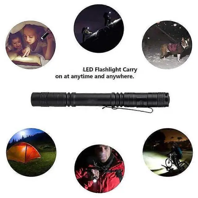 Alt view image 2 of 5 - Ecocleanpath 900LM XPE-R3 Ultra Slim LED Pen Flashlight 3-Pack, Tactical Belt Clip Torch (Black)