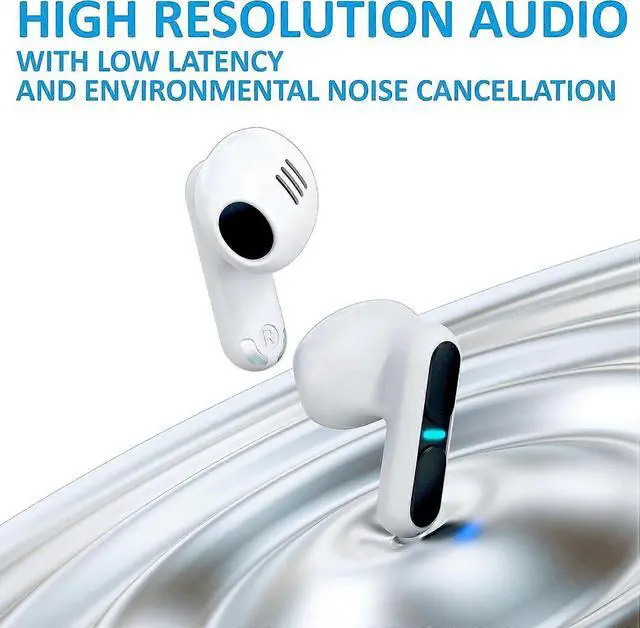 Alt view image 4 of 5 - Bluetooth 5.3 Wireless Headset with LED Display, Game/Music Modes, 6H Playtime (White)