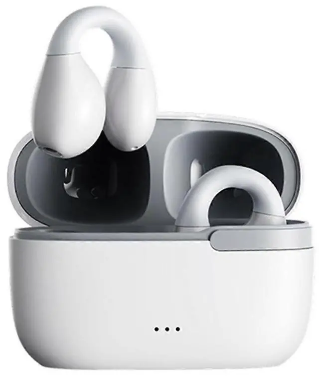 Main image of White Bluetooth 5.3 Ear Clip Bone Conduction Headset - Open Ear Safe for Sports & Work