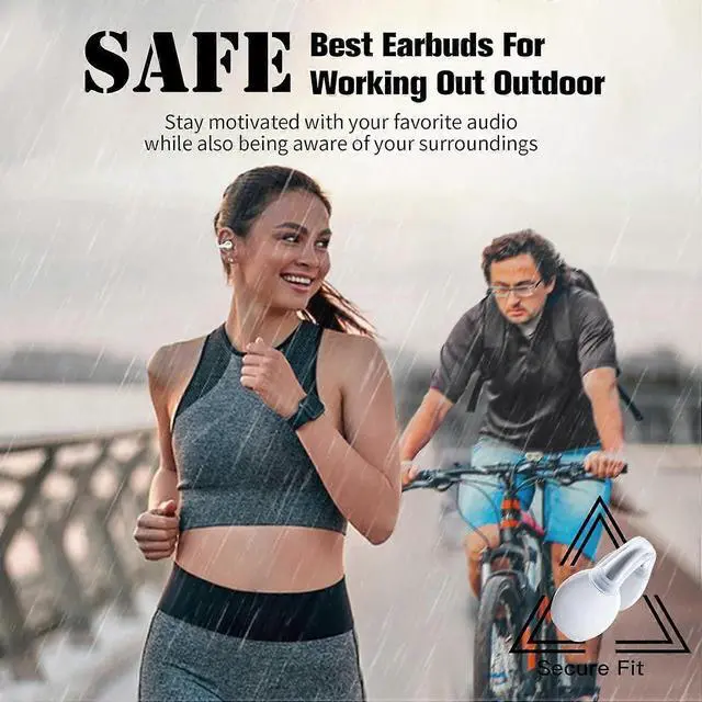 Alt view image 3 of 5 - White Bluetooth 5.3 Ear Clip Bone Conduction Headset - Open Ear Safe for Sports & Work