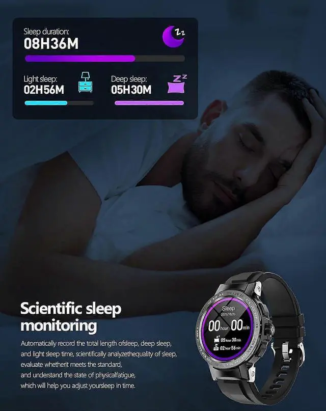 Alt view image 3 of 5 - Ecocleanpath Waterproof Bluetooth Smart Watch for Adults, Fitness Tracker with Heart Rate & Sleep Monitor