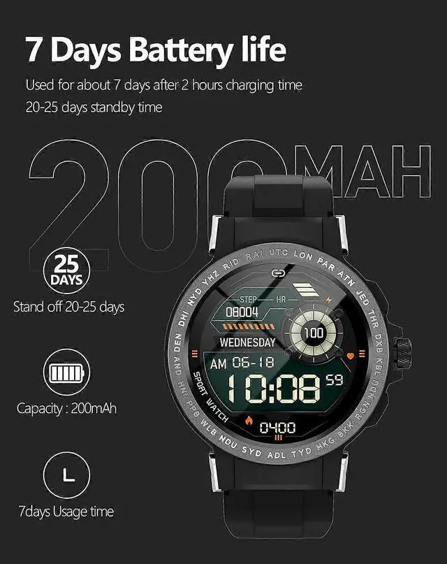 Alt view image 5 of 5 - Ecocleanpath Waterproof Bluetooth Smart Watch for Adults, Fitness Tracker with Heart Rate & Sleep Monitor