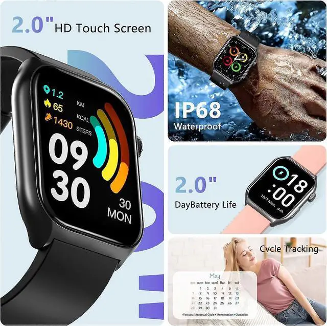 Alt view image 4 of 5 - Ecocleanpath GTS7 Pro Women's Smart Watch, 2" HD Screen, Alexa, 100+ Sports Modes, IP68 Waterproof