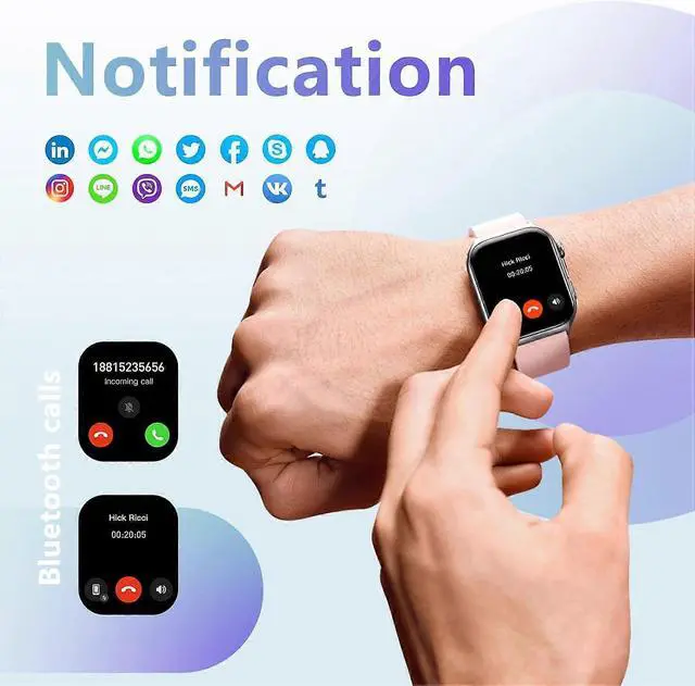 Alt view image 5 of 5 - Ecocleanpath GTS7 Pro Women's Smart Watch, 2" HD Screen, Alexa, 100+ Sports Modes, IP68 Waterproof