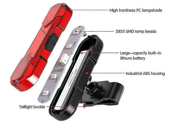 Alt view image 3 of 5 - EcocleanpathUSB Rechargeable Bike Tail Light, 30 Lumen High Brightness, Waterproof Bicycle Rear Light (Black)