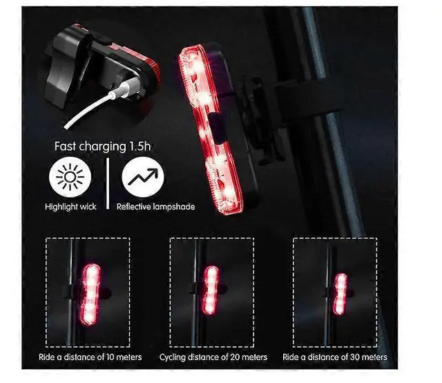 Alt view image 4 of 5 - EcocleanpathUSB Rechargeable Bike Tail Light, 30 Lumen High Brightness, Waterproof Bicycle Rear Light (Black)