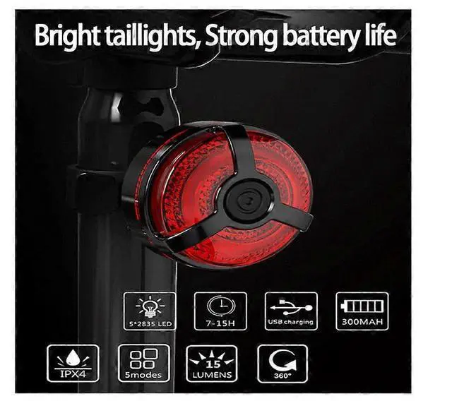 Alt view image 2 of 5 - EcocleanpathUSB Rechargeable Bike Tail Light, 270° Wide Angle Red LED, Waterproof Bicycle Safety Light (Black)