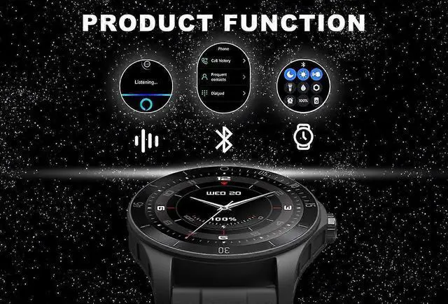 Alt view image 4 of 5 - Ecocleanpath SmartWatch for Men with Alexa, Heart Rate Monitor, 100 Sports Modes, IP68 Waterproof, Black