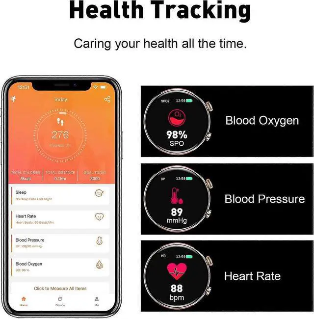 Alt view image 5 of 5 - Ecocleanpath Fitness Tracker Smart Watch with AMOLED Display, Heart Rate & Blood Oxygen Monitor, 13 Sports Modes, IP68 Waterproof
