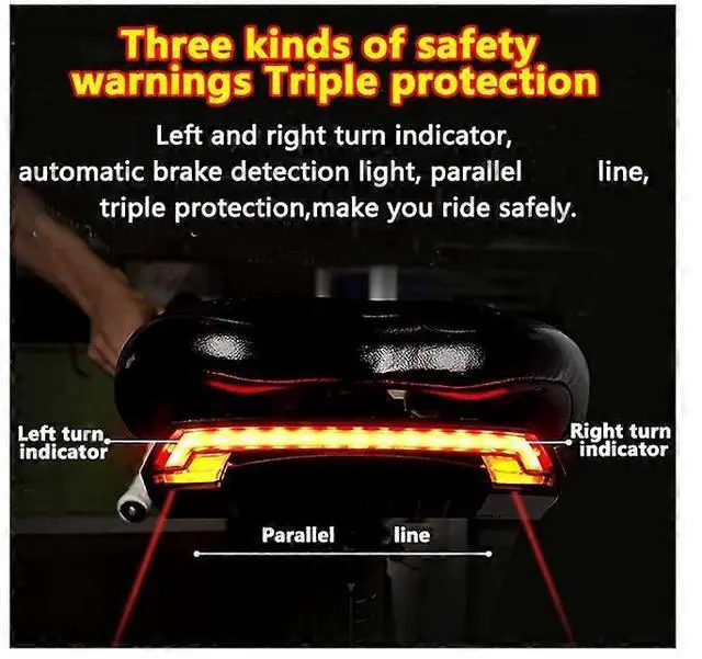 Alt view image 4 of 5 - EcocleanpathWireless Remote Bike Tail Light, USB Rechargeable, 6 Modes with Auto Brake & Turn Signals, Black