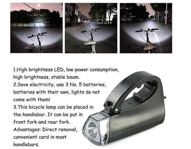 Alt view image 3 of 5 - Ecocleanpath3000LM LED Bike Headlight, Waterproof Handlebar Lamp with 3 Modes for Night Cycling (Black)