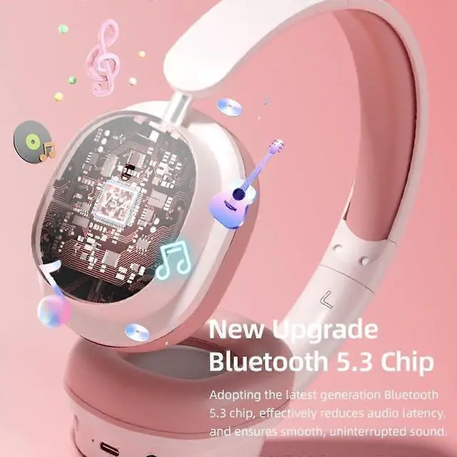 Alt view image 5 of 5 - Wireless Bluetooth Headphones with ENC Noise Cancelling, HiFi Stereo, Foldable, 20H Playtime (Blue)