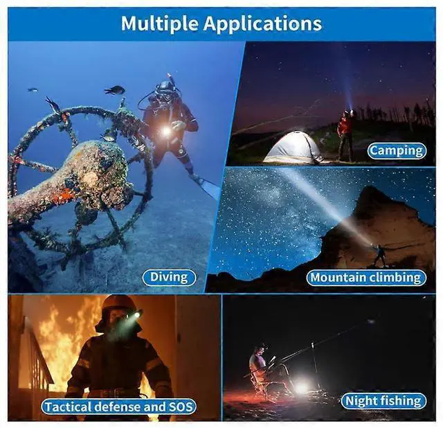 Alt view image 5 of 5 - Ecocleanpath 1500 Lumens Diving LED Flashlight, 150m IPX8 Waterproof Scuba Light with Rechargeable Battery (Black)