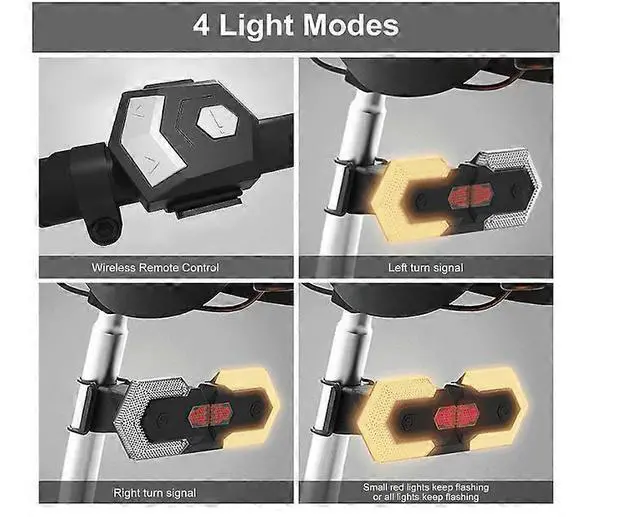 Alt view image 3 of 5 - EcocleanpathUSB Rechargeable Bike Turn Signals with Wireless Remote - Front & Rear IP65 Waterproof Tail Light (Black)