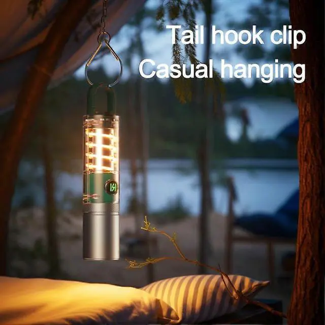 Alt view image 4 of 5 - Ecocleanpath LED Rechargeable Tactical Flashlight, 800 Lumens Zoomable 5 Modes with Dual Light Source & Hanger, 1800mAh (Green)