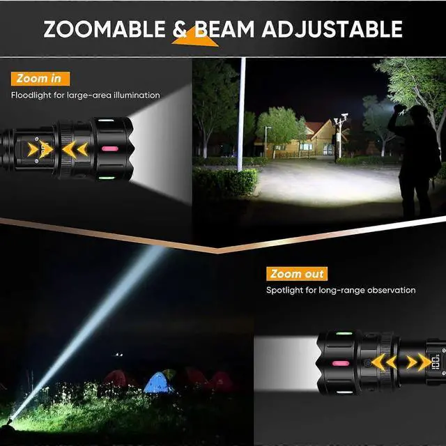 Alt view image 2 of 5 - Ecocleanpath 3000 Lumen LED Rechargeable Flashlight, USB-C Tactical Flash Light with 5 Modes & Power Bank