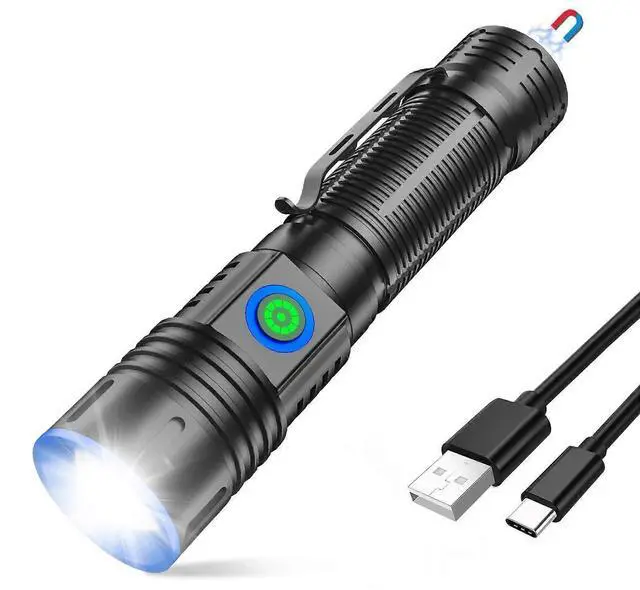 Main image of Ecocleanpath 20000 Lumens Rechargeable LED Flashlight, 1500m Magnetic Zoomable Waterproof Light for Emergency & Outdoor