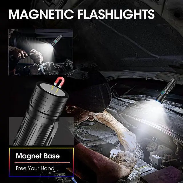 Alt view image 4 of 5 - Ecocleanpath 20000 Lumens Rechargeable LED Flashlight, 1500m Magnetic Zoomable Waterproof Light for Emergency & Outdoor