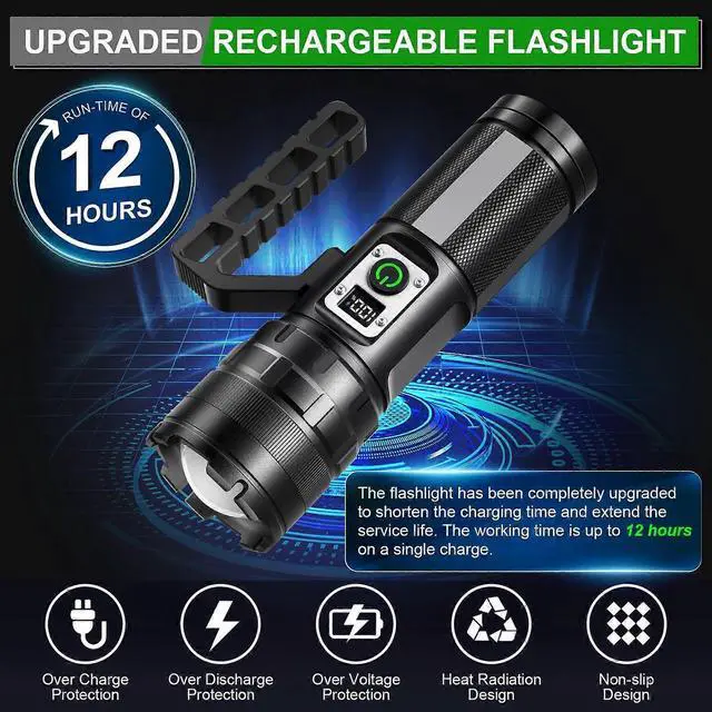 Alt view image 4 of 5 - Ecocleanpath Rechargeable LED Flashlight 2750mAh, 11 Modes Super Bright IPX6 Waterproof for Camping Emergencies