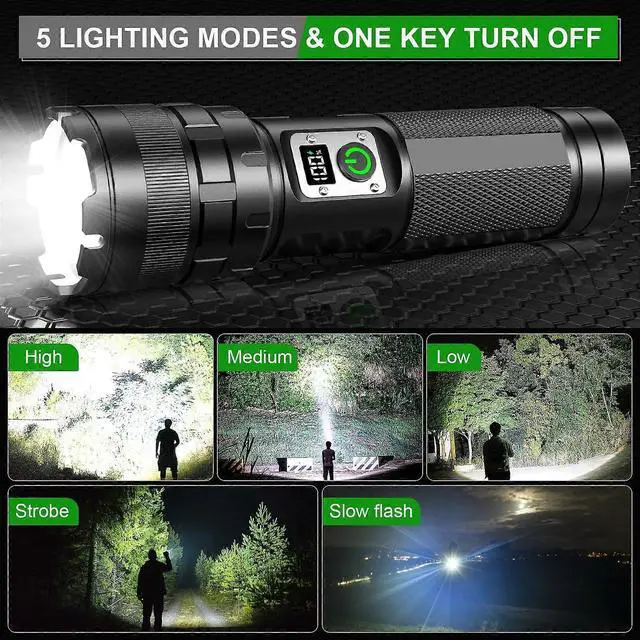 Alt view image 3 of 5 - Ecocleanpath Rechargeable LED Flashlight 2750mAh, 11 Modes Super Bright IPX6 Waterproof for Camping Emergencies