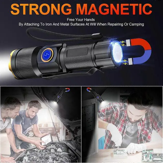 Alt view image 5 of 5 - Ecocleanpath Rechargeable LED Flashlight, 2000 Lumens Super Bright, 26H Runtime, 4 Modes & Magnetic Zoom, IPX6 Waterproof