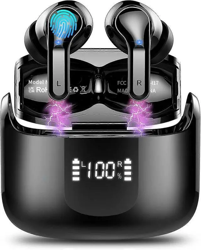 Main image of i13 Wireless Earbuds, Bluetooth 5.3, 40H Playback, ENC Noise Cancelling, IP7 Waterproof (Black)