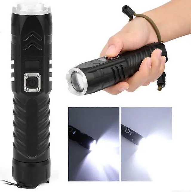 Alt view image 2 of 5 - Ecocleanpath Ultra Bright Zoomable USB Rechargeable Flashlight with OLED Display, IPX5 Waterproof for Outdoor Adventures (Black)