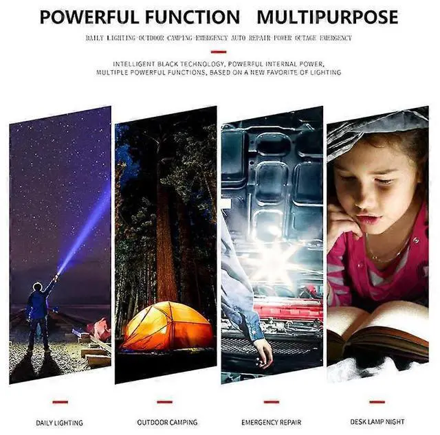 Alt view image 4 of 5 - Ecocleanpath Ultra Bright Zoomable USB Rechargeable Flashlight with OLED Display, IPX5 Waterproof for Outdoor Adventures (Black)