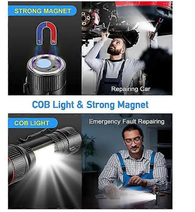 Alt view image 2 of 5 - Ecocleanpath 2000 Lumen USB Rechargeable Flashlight 2-Pack, Zoomable Tactical Light with 3 Modes for Camping & Emergencies (Black)