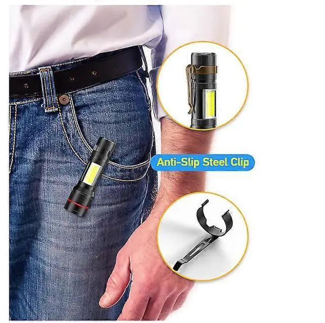 Alt view image 4 of 5 - Ecocleanpath 2000 Lumen USB Rechargeable Flashlight 2-Pack, Zoomable Tactical Light with 3 Modes for Camping & Emergencies (Black)