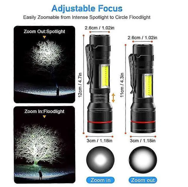 Alt view image 5 of 5 - Ecocleanpath 2000 Lumen USB Rechargeable Flashlight 2-Pack, Zoomable Tactical Light with 3 Modes for Camping & Emergencies (Black)