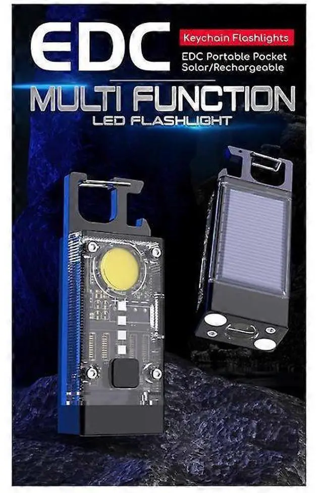 Alt view image 2 of 5 - Ecocleanpath 900 Lumen Solar Rechargeable Mini Flashlight, Magnetic EDC LED Light for Camping & Hiking - 2 Pack Black