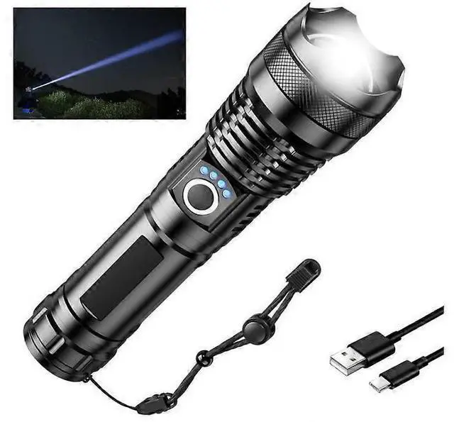 Main image of Ecocleanpath 10000 Lumen Rechargeable Tactical Flashlight, XHP50 LED Zoomable IP67 Waterproof Black