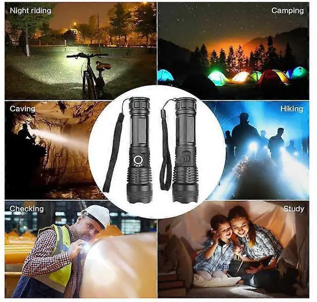 Alt view image 5 of 5 - Ecocleanpath 10000 Lumen Rechargeable Tactical Flashlight, XHP50 LED Zoomable IP67 Waterproof Black