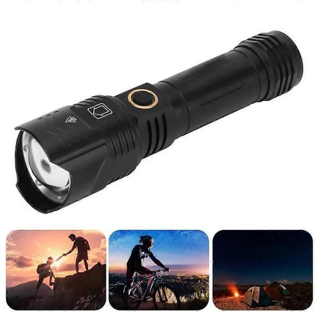 Alt view image 2 of 5 - Ecocleanpath 10000 Lumens Rechargeable Tactical Flashlight, 5 Modes Zoomable LED Torch, IPX5 Waterproof, Black