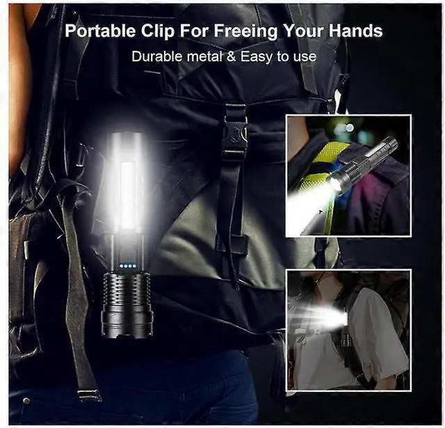 Alt view image 5 of 5 - Ecocleanpath Rechargeable High Lumens Flashlight 2-Pack, 7 Modes, USB-C, IPX6 Waterproof, Zoomable Tactical Light (Black)