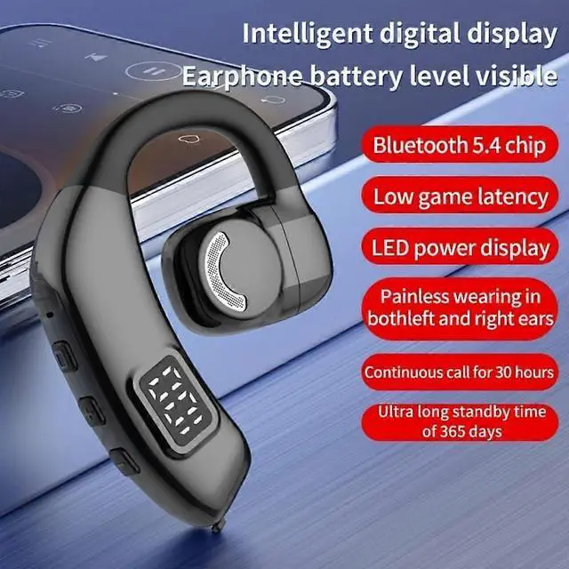Alt view image 2 of 5 - Bluetooth 5.3 Wireless Headset with LED Display - 30H Battery for Driving/Business/Office (Black)