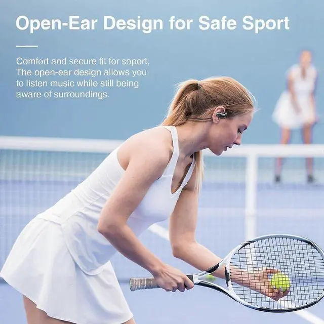 Alt view image 5 of 5 - Bluetooth 5.4 Open Ear Headphones - Bass Boost, IPX5 Sweatproof, Glasses Compatible (Black)