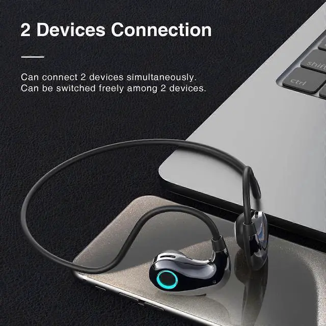 Alt view image 4 of 5 - Bluetooth 5.4 Open Ear Headphones - Bass Boost, IPX5 Sweatproof, Glasses Compatible (Black)